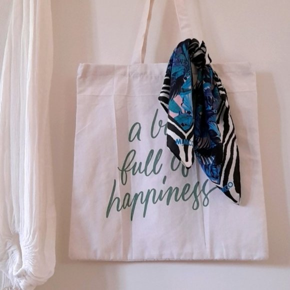 MIMCO Silk Tropical Resort Hawaiian Palm Zebra Print Square Scarf